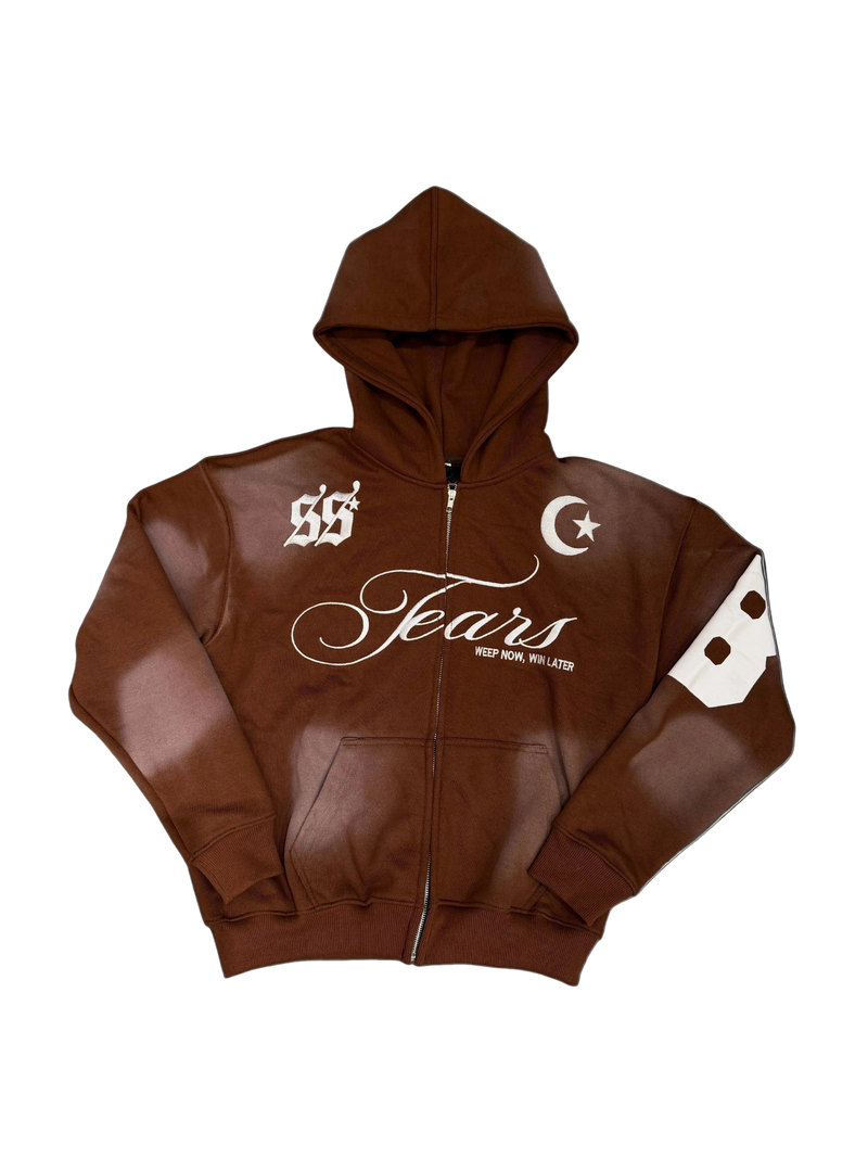 TEARS Zip Hoodie (BROWN) LIMITED