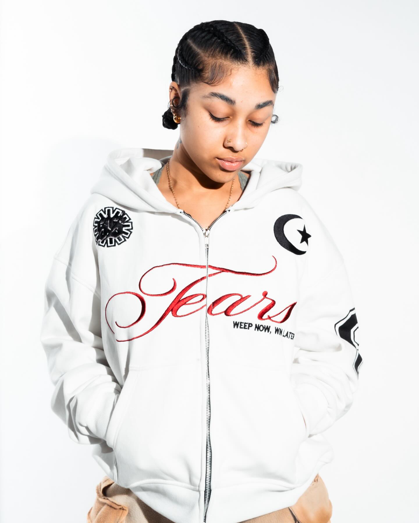 【SWAG】Saint Tears 総柄 ジップアップパーカー ホワイト Saint Tears